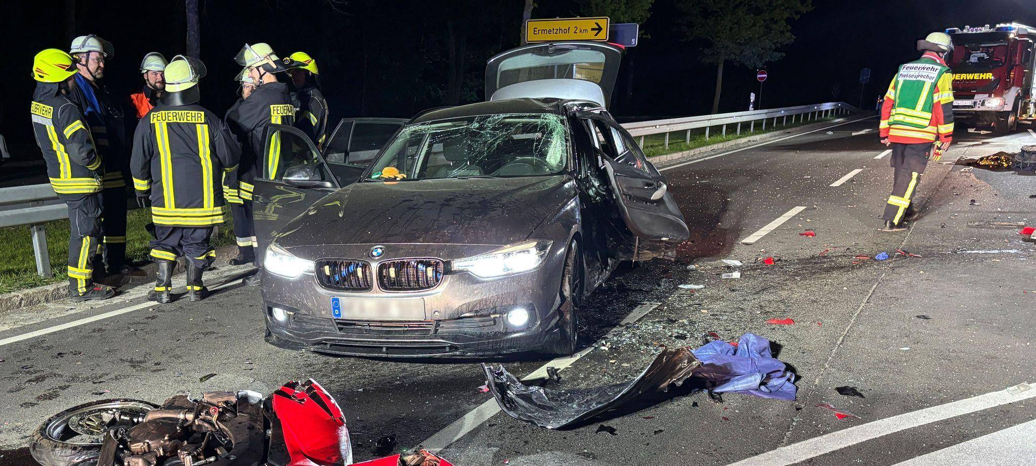 Motorradunfall auf der Bundesstraße 13